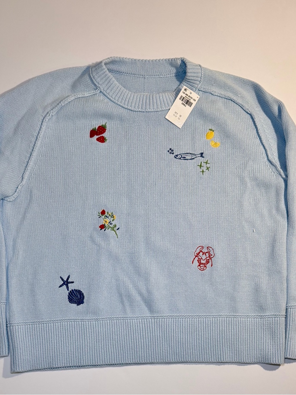 Abercrombie & Fitch Light Blue Embroidered Crew Sweater